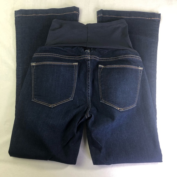 Gap Maternity Long & Lean Jeans 26 Women's Stretch Curvy Fit Flare Dark Wash - Picture 9 of 10